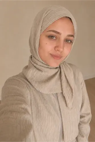 Pamuklu, Kaliteli, Hafif ve Yumuşak Kumaştan, Tek Parça, Pratik, Siyah Çantalı Namaz Elbisesi - Bej - 3