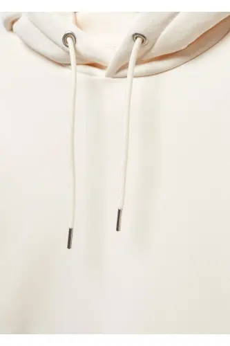 Pamuklu Kapüşonlu Sweatshirt-Ekrü - 6