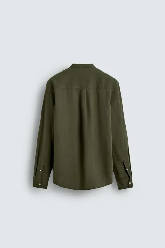 PAMUKLU KETEN GÖMLEK-Haki - 7