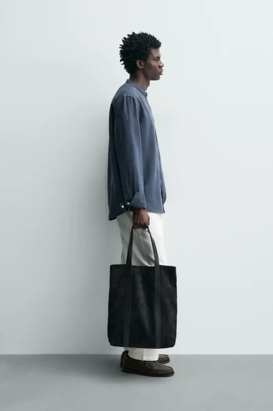 PAMUKLU KETEN GÖMLEK-Koyu mavi - 4