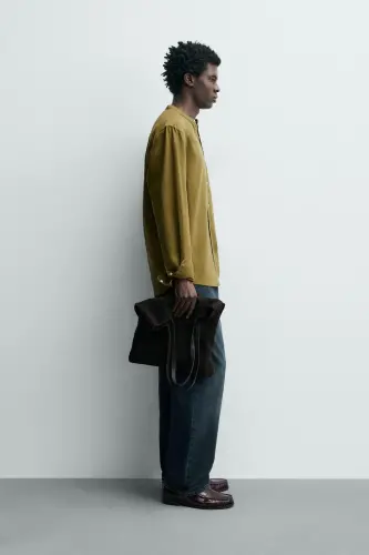 PAMUKLU KETEN GÖMLEK-Yağ yeşili - 6