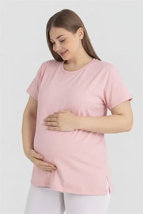 Pamuklu Kısa Kollu Hamile Tişört 3'lü Paket – Yumuşak ve Rahat Hamile Giyim - 3