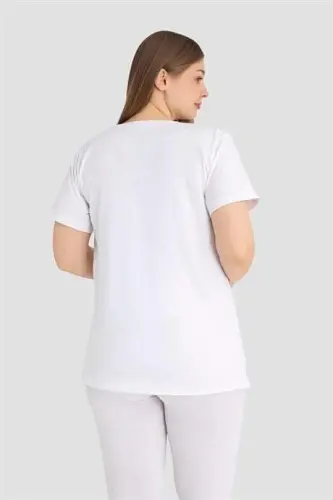 Pamuklu Kısa Kollu Hamile Tişört Beyaz 3'lü Paket – Yumuşak ve Rahat Hamile Giyim - 5