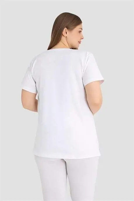 Pamuklu Kısa Kollu Hamile Tişört Beyaz 3'lü Paket – Yumuşak ve Rahat Hamile Giyim - 5