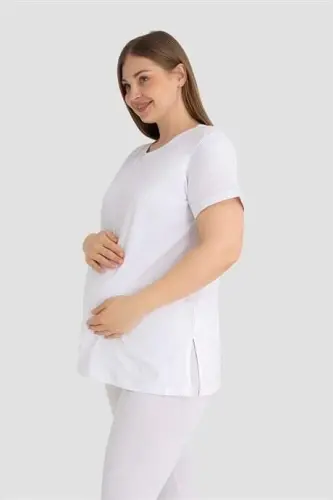 Pamuklu Kısa Kollu Hamile Tişört Renkli 3'lü Paket – Yumuşak ve Rahat Hamile Giyim - 3