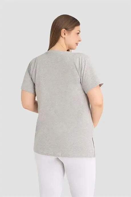 Pamuklu Kısa Kollu Hamile Tişört Renkli 3'lü Paket – Yumuşak ve Rahat Hamile Giyim - 5