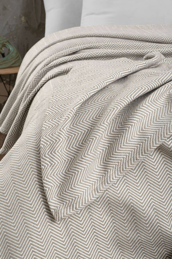 Pamuklu Lancia Bej Pike Çift Kişilik - 200x230 Cm - 10