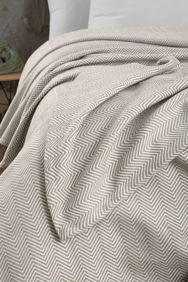 Pamuklu Lancia Bej Pike Çift Kişilik - 200x230 Cm - 7