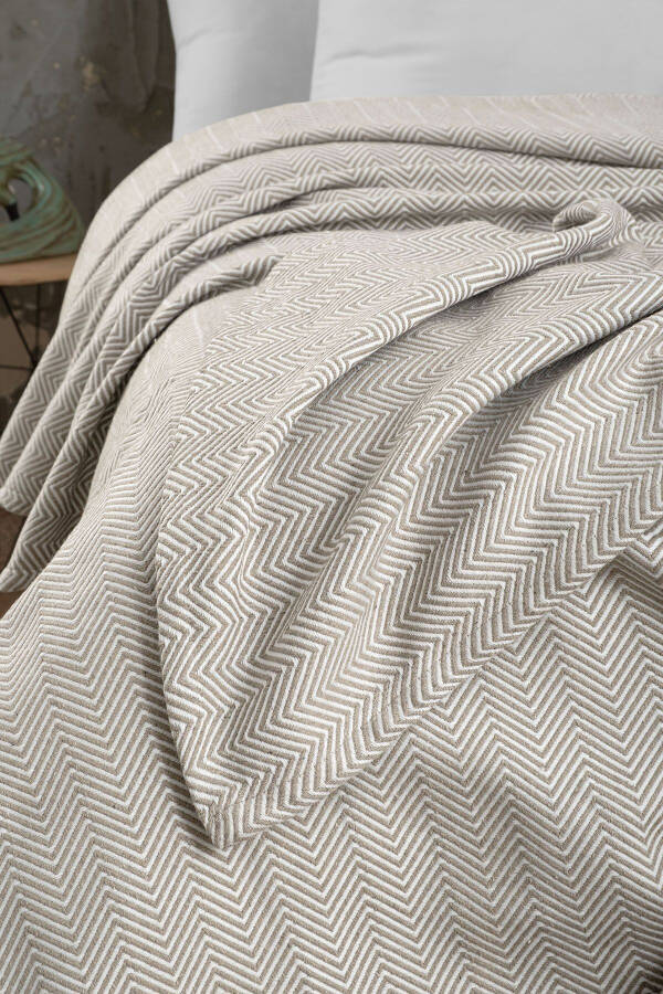 Pamuklu Lancia Bej Pike Çift Kişilik - 200x230 Cm - 3