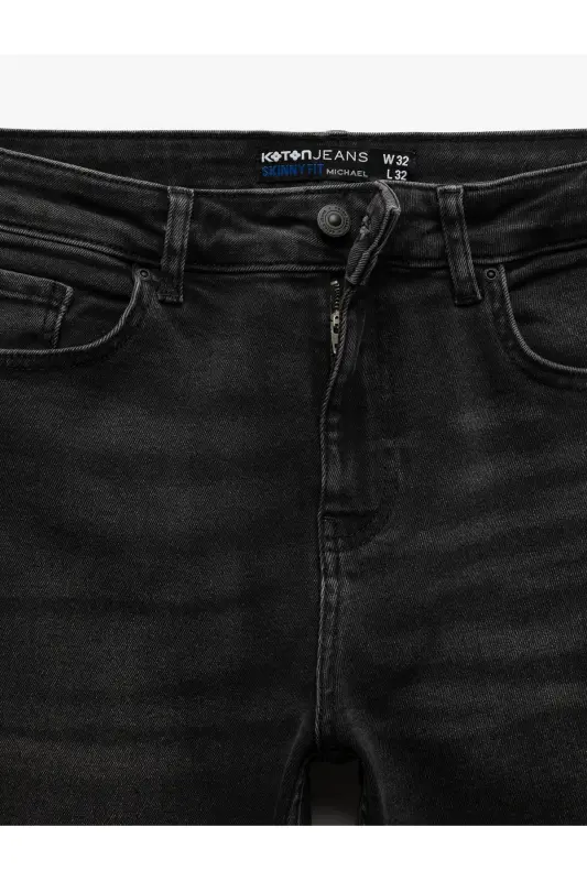 Pamuklu Normal Bel Skinny Fit Jean Pantolon - Michael Jean - Siyah - 5