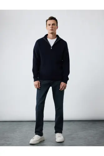 Pamuklu Normal Bel Slim Fit Jean Pantolon - Brad Jean - İndigo - Taş - 1