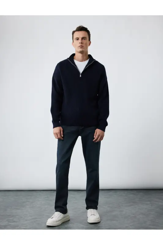 Pamuklu Normal Bel Slim Fit Jean Pantolon - Brad Jean - İndigo - Taş - 1