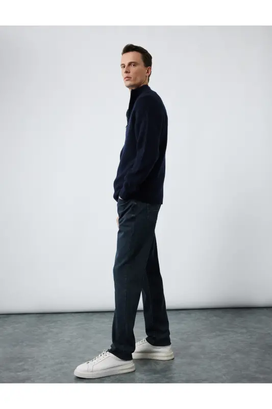 Pamuklu Normal Bel Slim Fit Jean Pantolon - Brad Jean - İndigo - Taş - 2