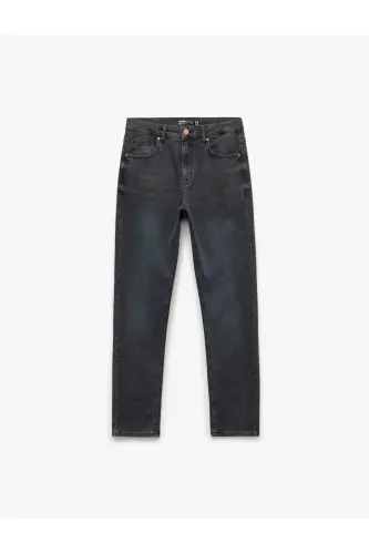 Pamuklu Normal Bel Slim Fit Jean Pantolon - Brad Jean - İndigo - Taş - 3