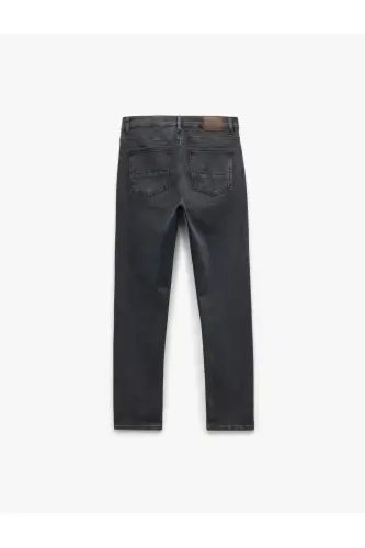 Pamuklu Normal Bel Slim Fit Jean Pantolon - Brad Jean - İndigo - Taş - 4