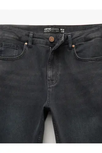 Pamuklu Normal Bel Slim Fit Jean Pantolon - Brad Jean - İndigo - Taş - 7