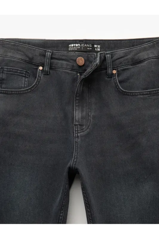 Pamuklu Normal Bel Slim Fit Jean Pantolon - Brad Jean - İndigo - Taş - 7