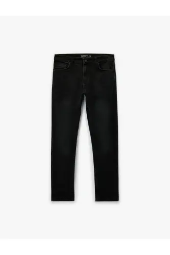 Pamuklu Normal Bel Slim Fit Jean Pantolon - Brad Jean-Siyah - 1
