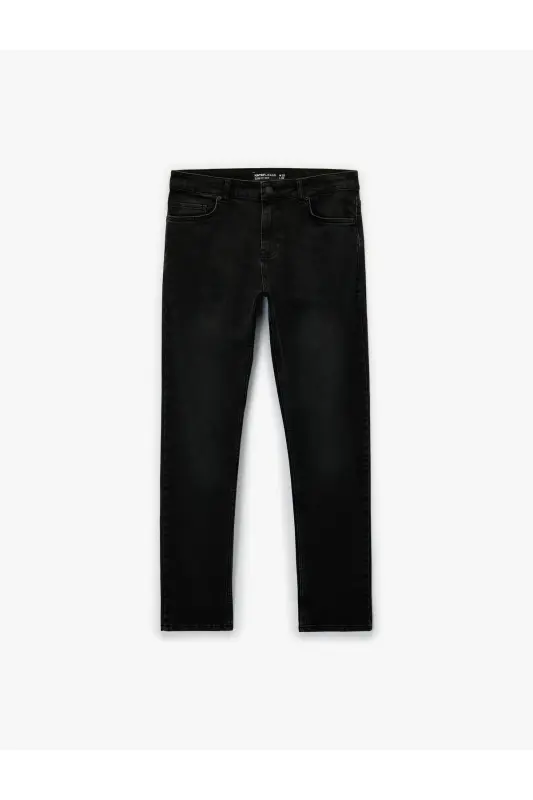 Pamuklu Normal Bel Slim Fit Jean Pantolon - Brad Jean-Siyah - 1