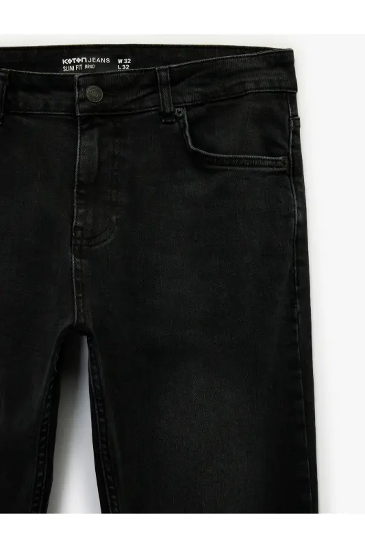 Pamuklu Normal Bel Slim Fit Jean Pantolon - Brad Jean-Siyah - 3