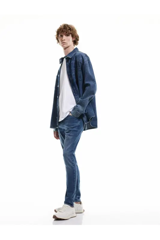 Pamuklu Normal Bel Super Skinny Fit Jean Pantolon - Justin Jean - İndigo - 2