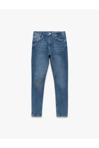 Pamuklu Normal Bel Super Skinny Fit Jean Pantolon - Justin Jean - İndigo - 4