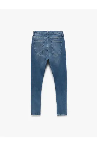 Pamuklu Normal Bel Super Skinny Fit Jean Pantolon - Justin Jean - İndigo - 5