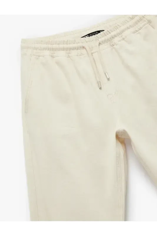 Pamuklu Oversize Cep Detaylı Bol Beli Bağcıklı Jean Pantolon - 6