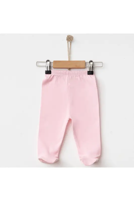 Pamuklu Patıklı Bebek Tek Alt Pantolon-Pembe - NEOCOTTON