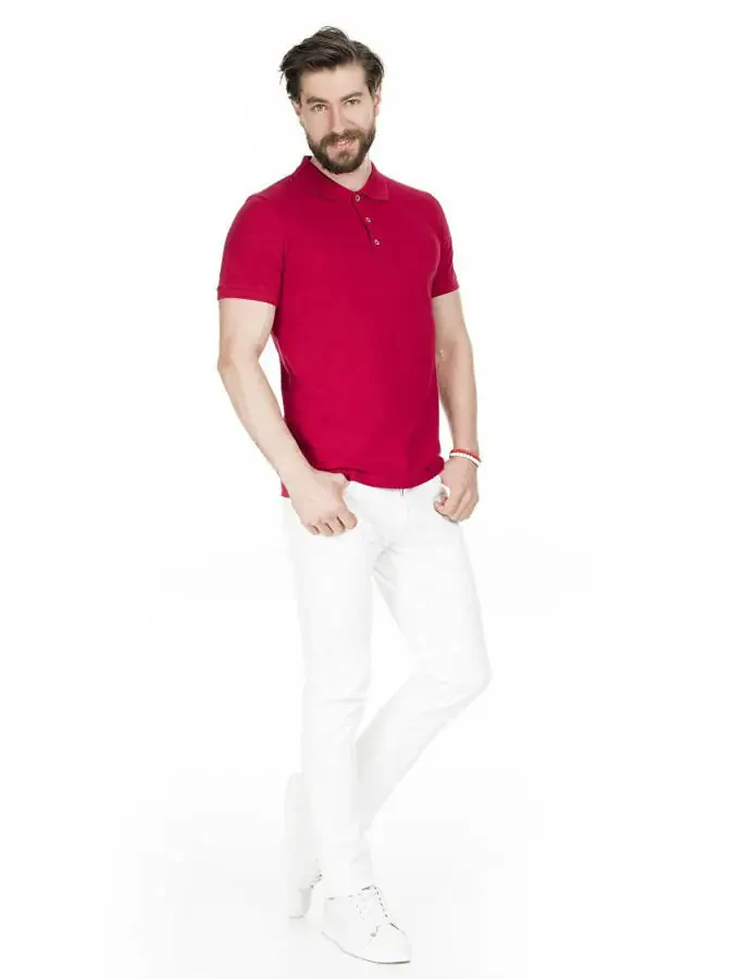 Pembe Pamuklu Regular Fit Düğmeli Polo %100 Pamuk Tişört 4362050-Pembe - 9