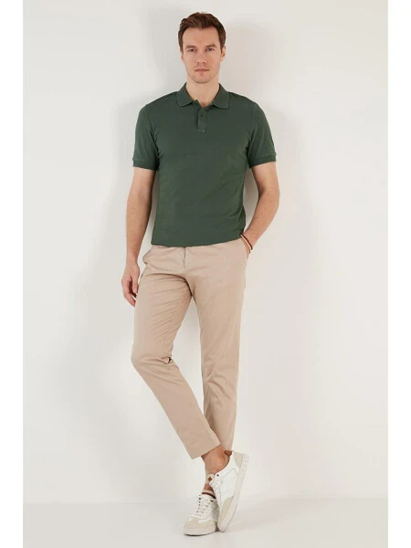 Petrol Pamuklu Regular Fit Düğmeli Polo Yaka %100 Pamuk Tişört 5902739-Petrol - 9