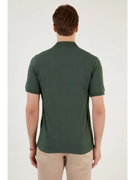 Petrol Pamuklu Regular Fit Düğmeli Polo Yaka %100 Pamuk Tişört 5902739-Petrol - 6