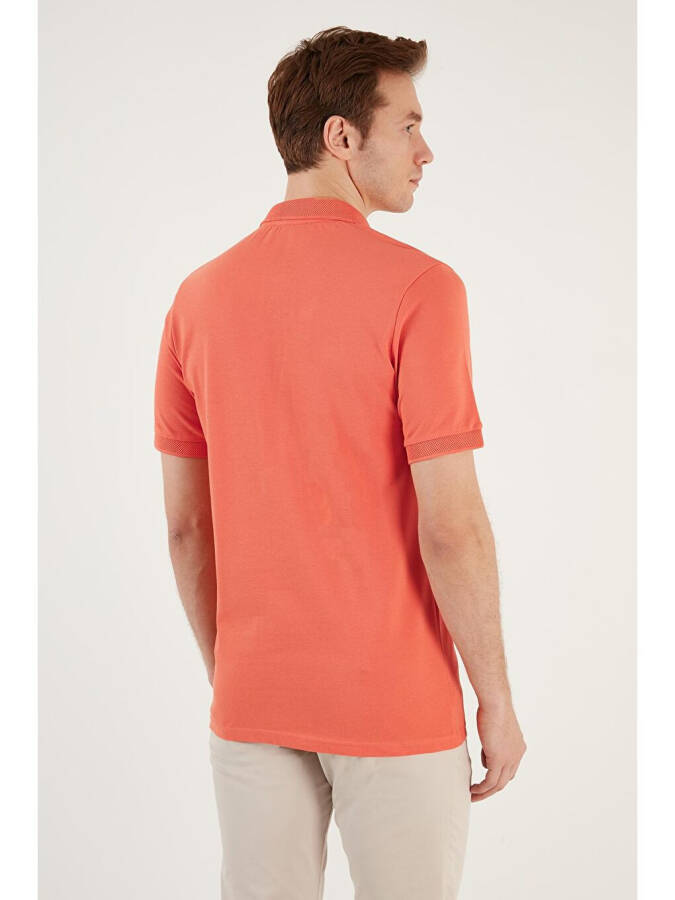 Turuncu Pamuklu Regular Fit Düğmeli Polo Yaka %100 Pamuk Tişört 5902739-Turuncu - 6