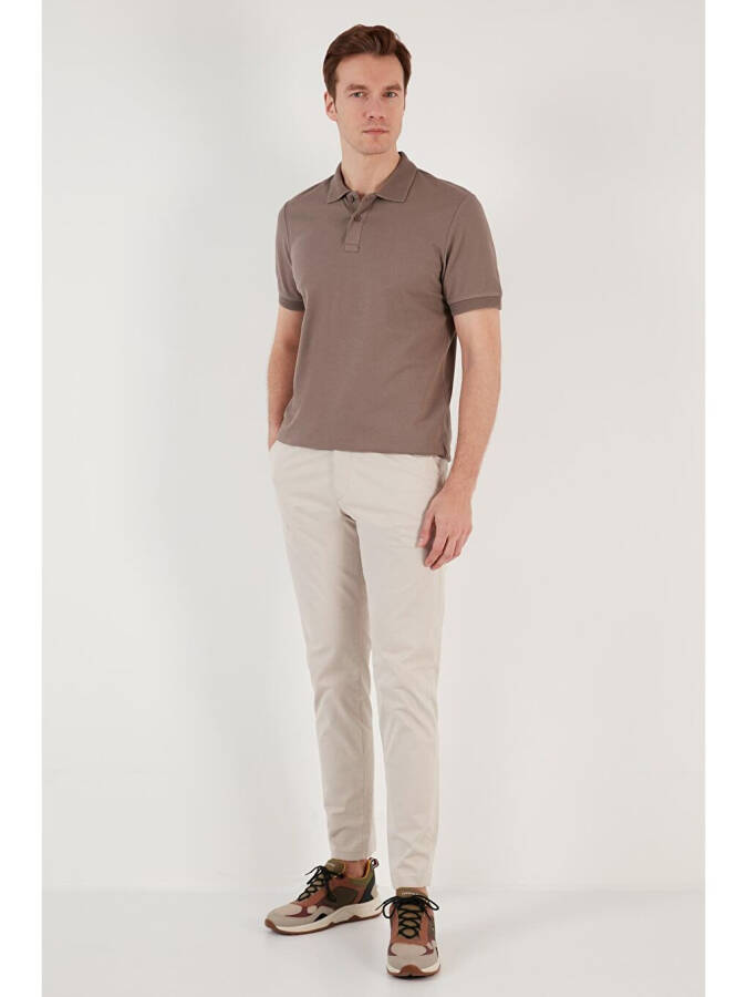 Bej Pamuklu Regular Fit Düğmeli Polo Yaka %100 Pamuk Tişört 5902739-Bej - 10