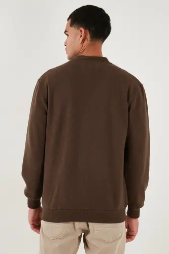 Pamuklu Regular Fit Düğmeli V Yaka Hırka Erkek HIRKA 456205 - KAHVE - 7