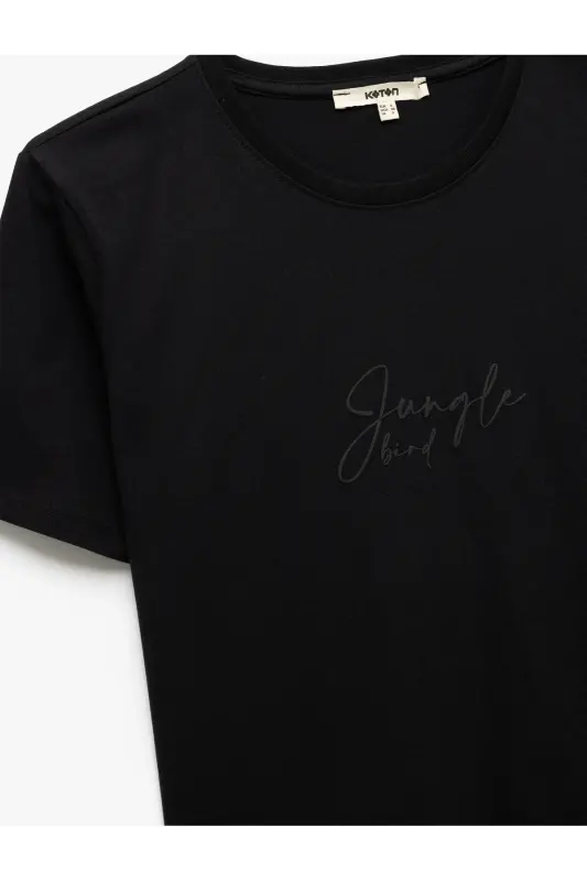 Pamuklu Regular Fit Kısa Kollu Bisiklet Yaka Kadın Basic Tişört-Siyah - 5