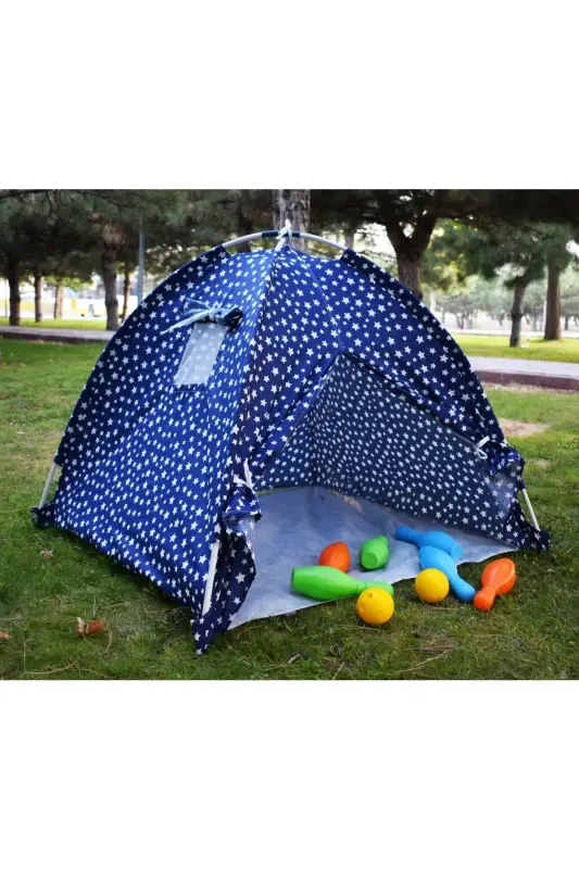Pamuklu Sağlıklı Çocuk Oyun Çadırı Ve Evi-Lacivert - 1
