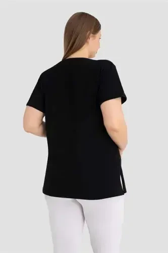 Pamuklu Siyah Hamile Tişört - 4
