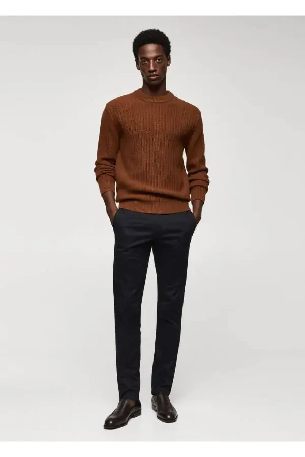 Pamuklu Skinny Chino Pantolon-Gece Mavisi - 2