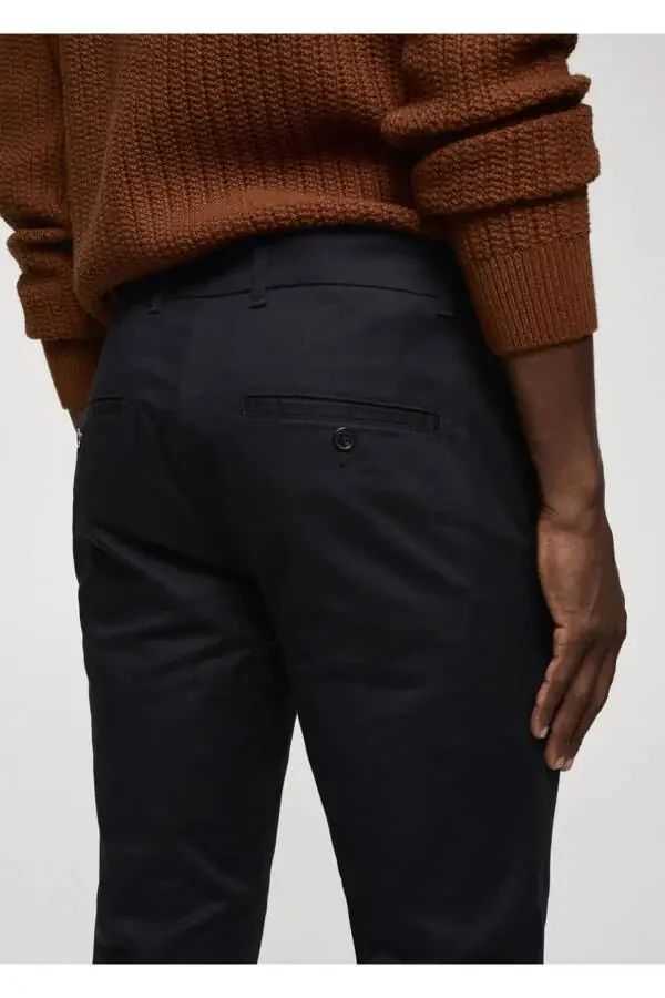 Pamuklu Skinny Chino Pantolon-Gece Mavisi - 6