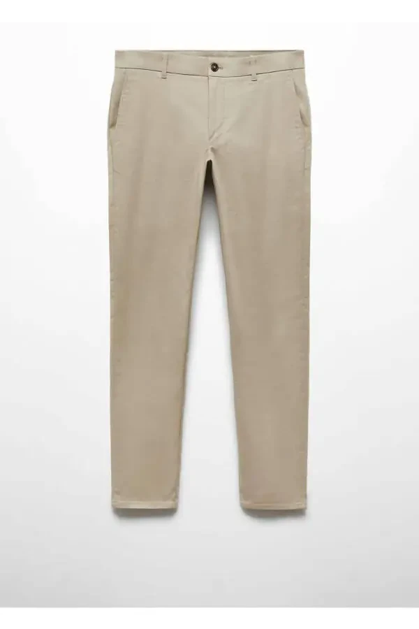 Pamuklu Skinny Chino Pantolon-Bej - 3