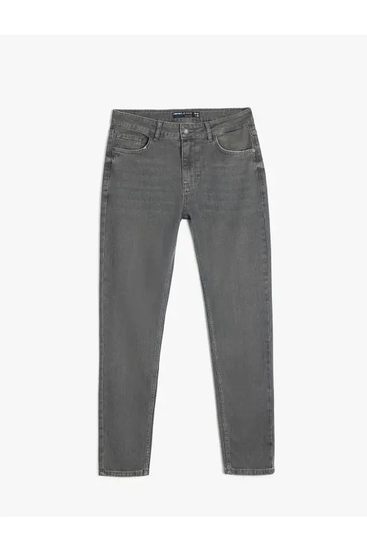 Normal Bel Pamuklu Jean Pantolon - Michael Jean - Gri - 4