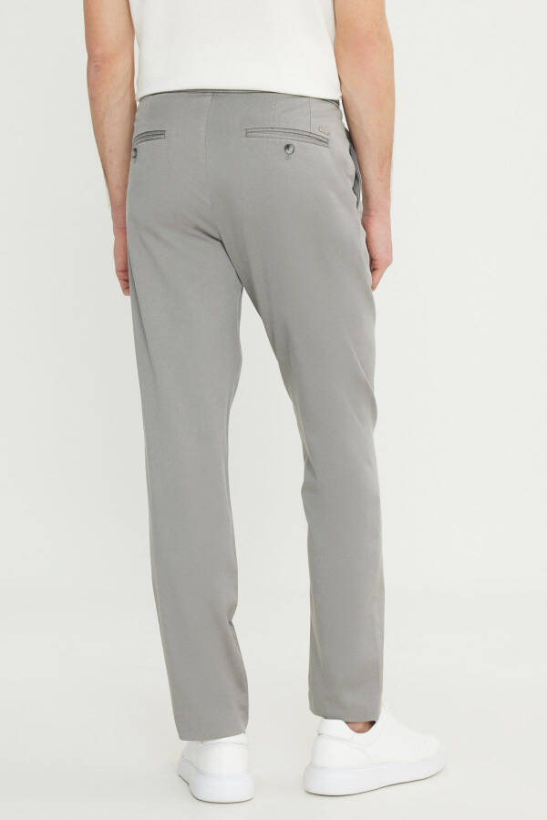 Pamuklu Slim Fit Dar Kesim Yan Cep Esnek Casual Açık Bej Pantolon - Bej - 4