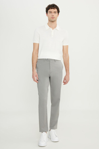 Pamuklu Slim Fit Dar Kesim Yan Cep Esnek Casual Açık Bej Pantolon - Bej - 5