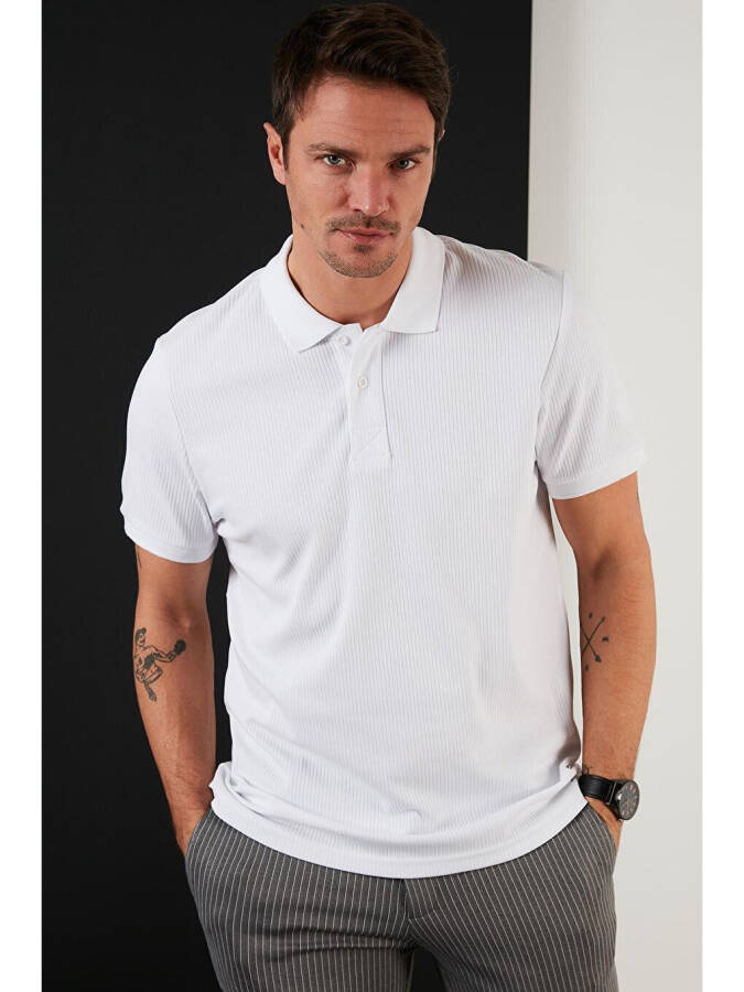 Beyaz Pamuklu Slim Fit Düğmeli Polo Tişört 5902281-Beyaz - 10