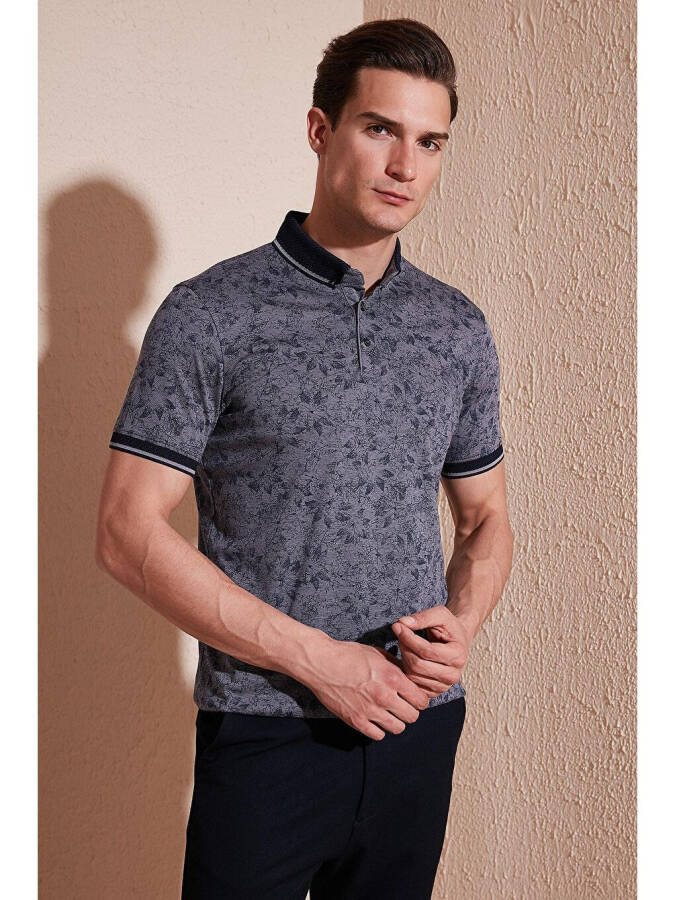 Lacivert Pamuklu Slim Fit Düğmeli Polo Tişört 646B3300-Lacivert - 6