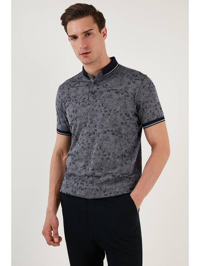 Lacivert Pamuklu Slim Fit Düğmeli Polo Tişört 646B3300-Lacivert - 4