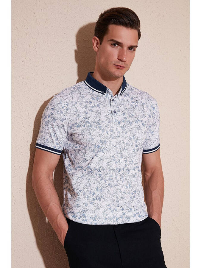 Beyaz Pamuklu Slim Fit Düğmeli Polo Tişört 646B3300-Beyaz - 1