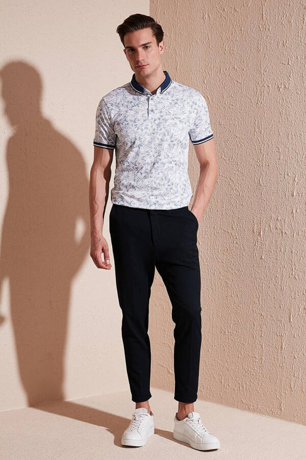 Beyaz Pamuklu Slim Fit Düğmeli Polo Tişört 646B3300-Beyaz - 12