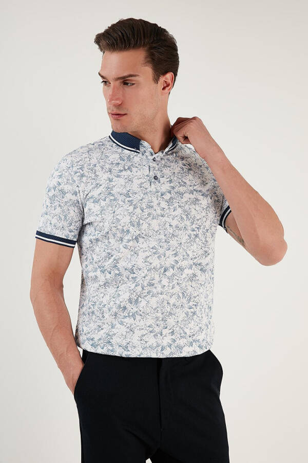 Beyaz Pamuklu Slim Fit Düğmeli Polo Tişört 646B3300-Beyaz - 15